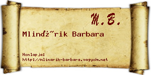 Mlinárik Barbara névjegykártya